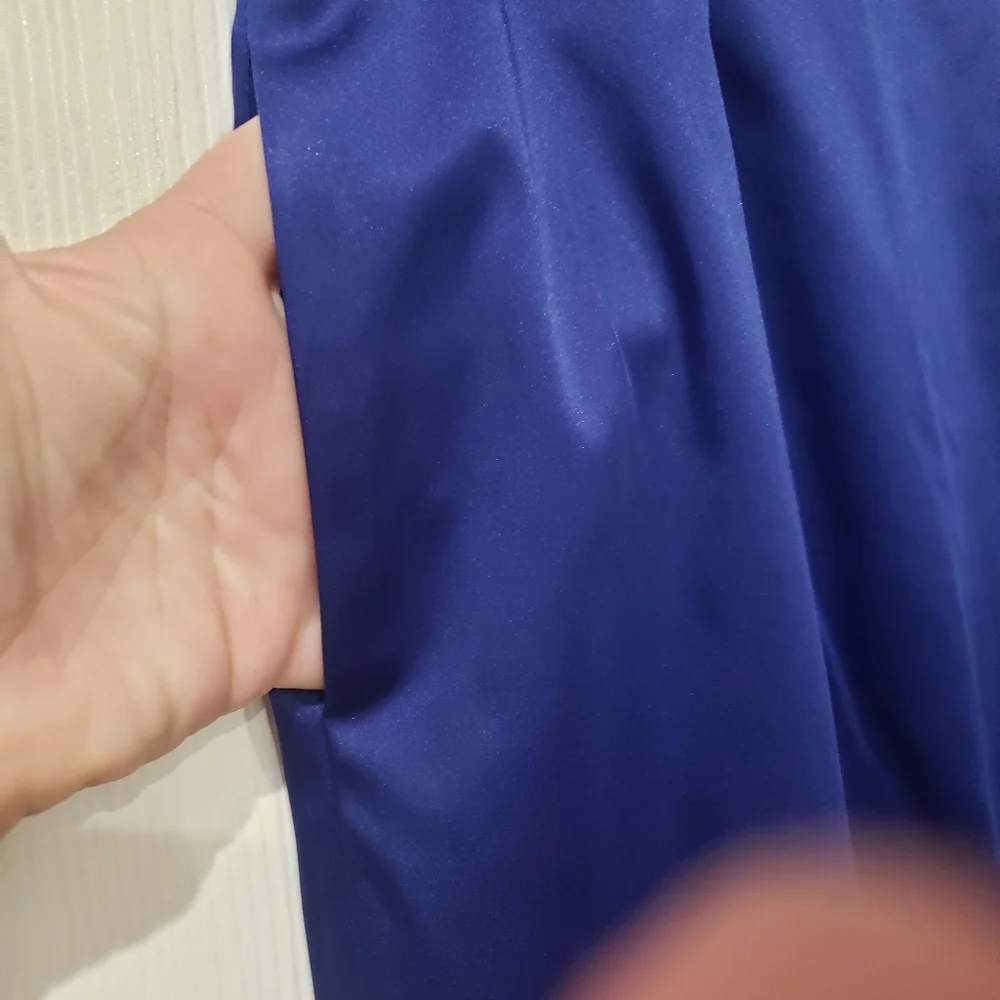 NWT Talbots 6p piercing blue satin maxi party skirt with pockets - Picture 6 of 8